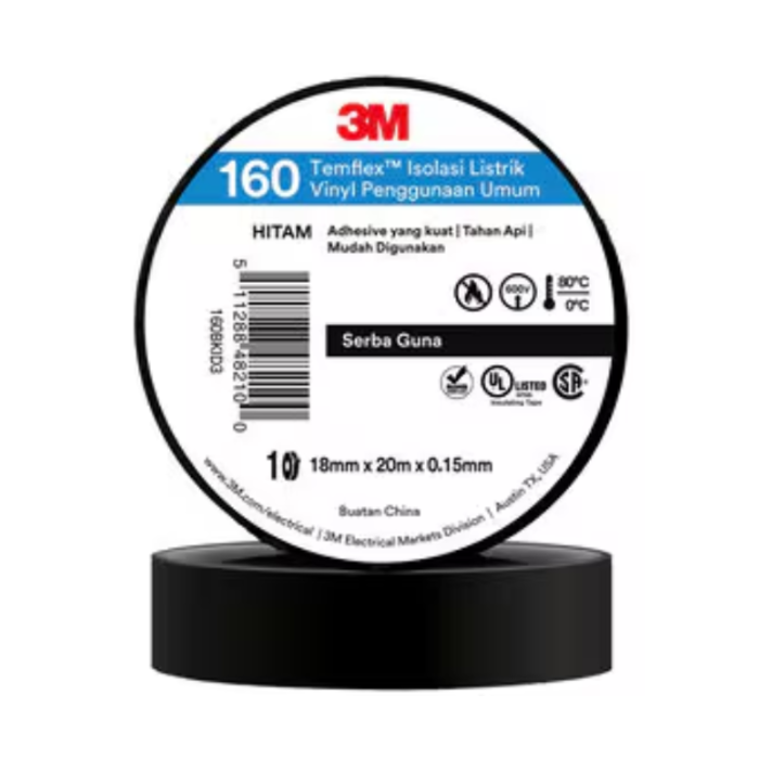 ELE6544/3M 160# VINYL ELECTRICAL TAPE 18MM*20METERS/ROLL BLACK