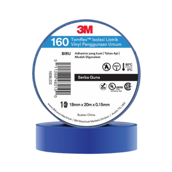 ELE6547/3M 160M VINYL ELECTRICAL TAPE 18MM*20METERS/ROLLS-BLUE