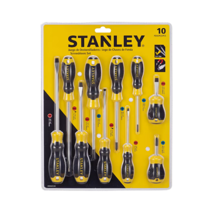 STANLEY HAR9975 10PC C/GRIP SCREWDRIVER SET STMT66676-840