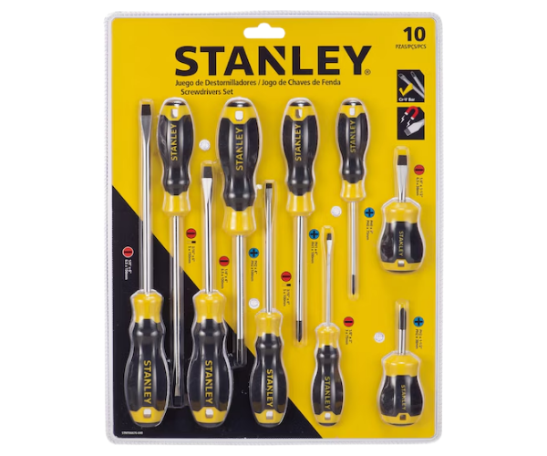 STANLEY HAR9975 10PC C/GRIP SCREWDRIVER SET STMT66676-840