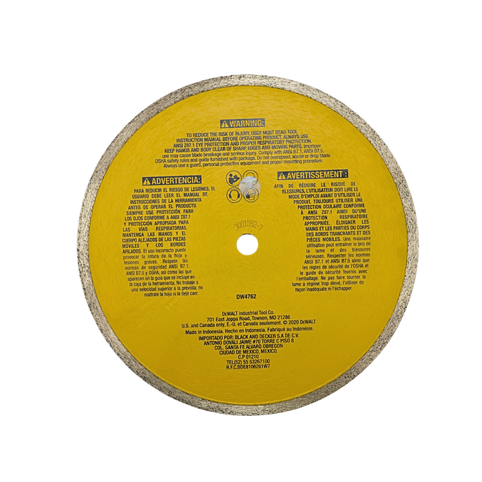 HAR7027 BLADE/TILE 10" 254MM  INNER HOLE 5/8'' 16MM DW4762