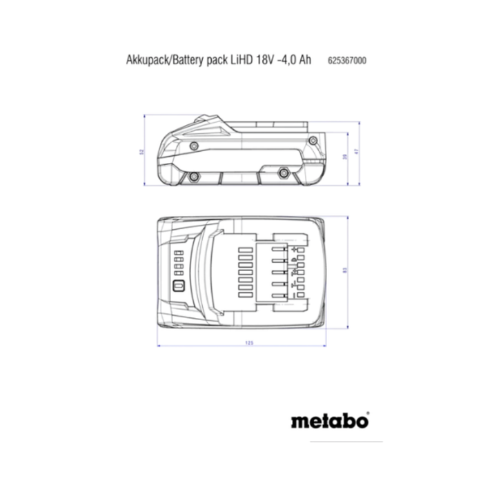 METABO HAR10016/LiHD BATTERY PACK 18V -4.0AH/625367000