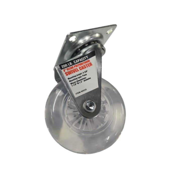 HAR10024/3" CLEAR POLYURETHANE SWIVEL CASTER,3-3/8" 1-1/8"W x3"/69535
