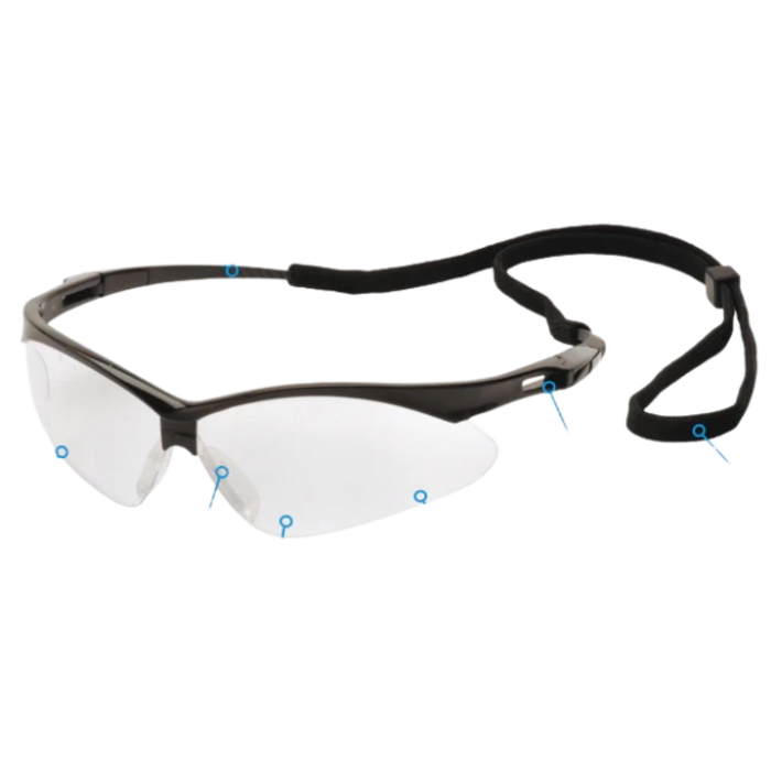 PYRAMEX HAR10041/PYRAMEX SAFETY GLASSES - PMXTREME - BLACK FRAME/CLEAR LENS WITH BLACK CORD/ SB6310SP
