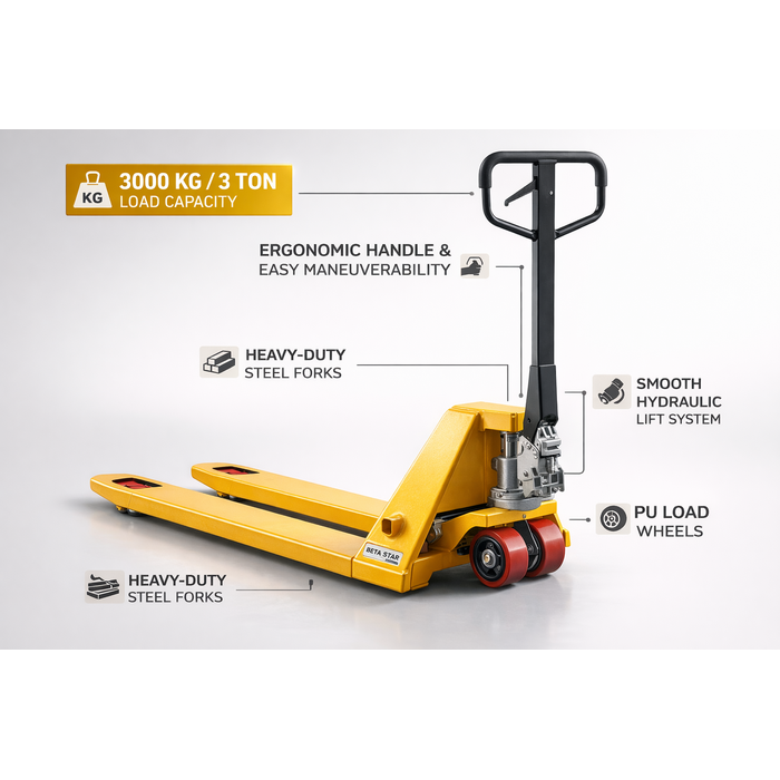 BETA STAR IND6034 PALLET JACK (SMALL) 3000KG 31.5" LENGTH X 15" WIDTH