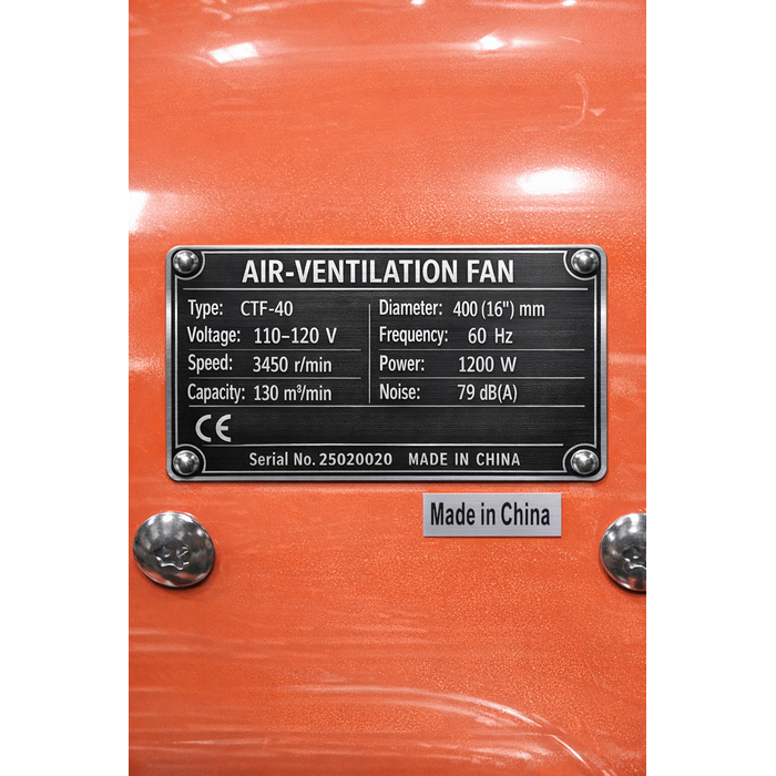 BETA STAR IND9750 FAN/BLOWER 16" 120V 60HZ  3450RPM  1200 WATTS VENTILATION FAN-D/S