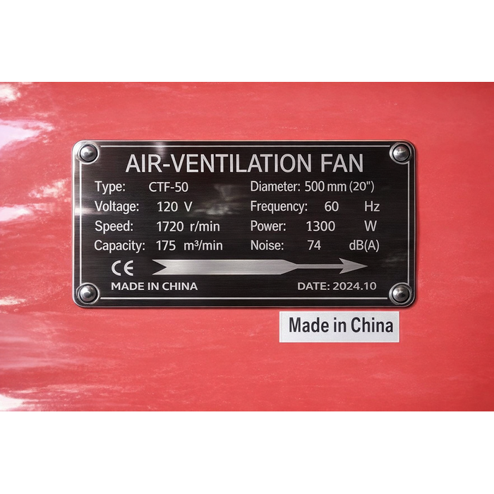 BETA STAR IND9756 20" BLOWER FAN 110V 60HZ  MTF-50 1720RPM 1300 WATTS   VENTILATION FAN