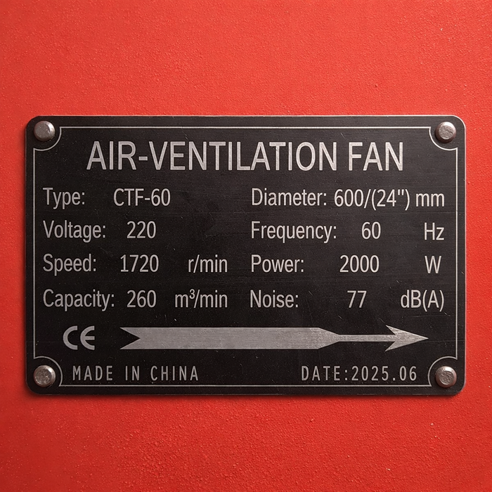 BETA STAR IND9754/24", 220 VOLTS, 60HZ BLOWER FAN  1720RPM  2000 WATTS  VENTILATION FAN