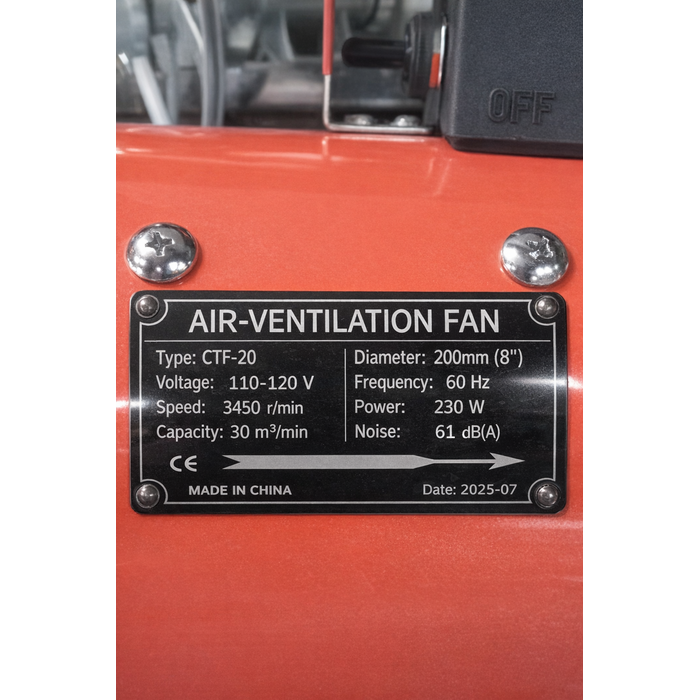 BETA STAR IND5493 8" BLOWER FAN 110V 60HZ/  3450RPM 230 WATTS VENTILATION FAN