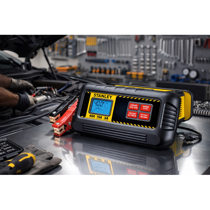 STANLEY VEH12623 CHARGER/BC40BS STANLEY 15 AMP BATTERY/CHARGER 40AMP ENGINE START