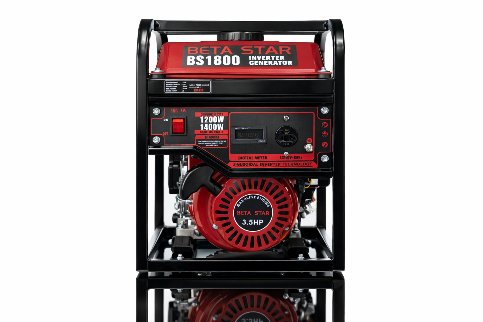 BETA STAR IND6033/BS1800 INVETER GASOLINE GENERATOR 3.5HP 1200W 110V 60HZ MAX 1.4KW-D/S