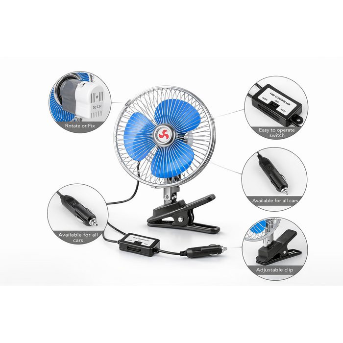 BETA STAR VEH24799/ 6" FAN CAR TRUCK MINI FAN 12V