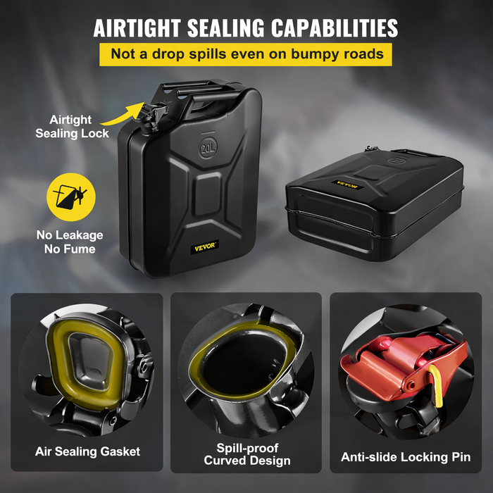 VEVOR HAR10092/  VEVOR JERRY FUEL CAN, 5.3 GALLON / 20 L PORTABLE WITH FLEXIBLE SPOUT BLACK