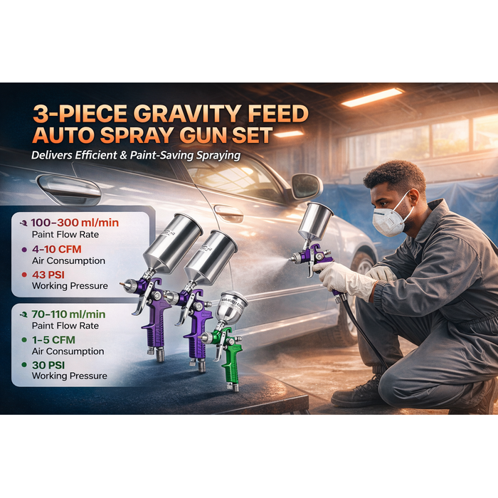 VEVOR IND6055/  VEVOR 3-PIECE AIR SPRAY GUN KIT, PROAUTO PAINT SPRAY GUN SET WITH 3 NOZZLES