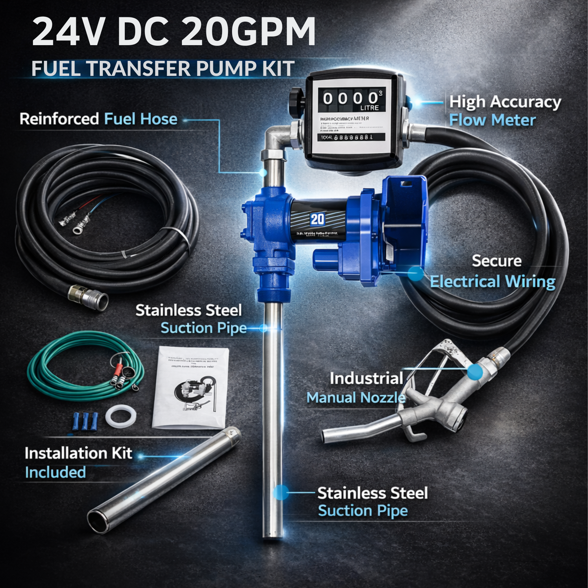 BETA STAR IND5985/ FUEL DISPENSING PUMP 24V 2" INLET AND 1" OUTLET