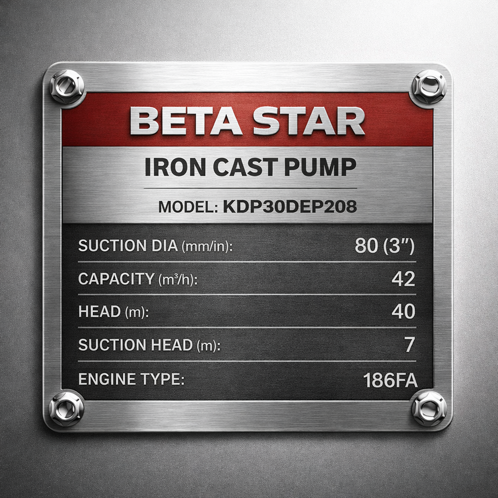 BETA STAR IND6042/CASTING PUMP (FIRE PUMP)3"*3" WITH 186F ENGINE-D/S