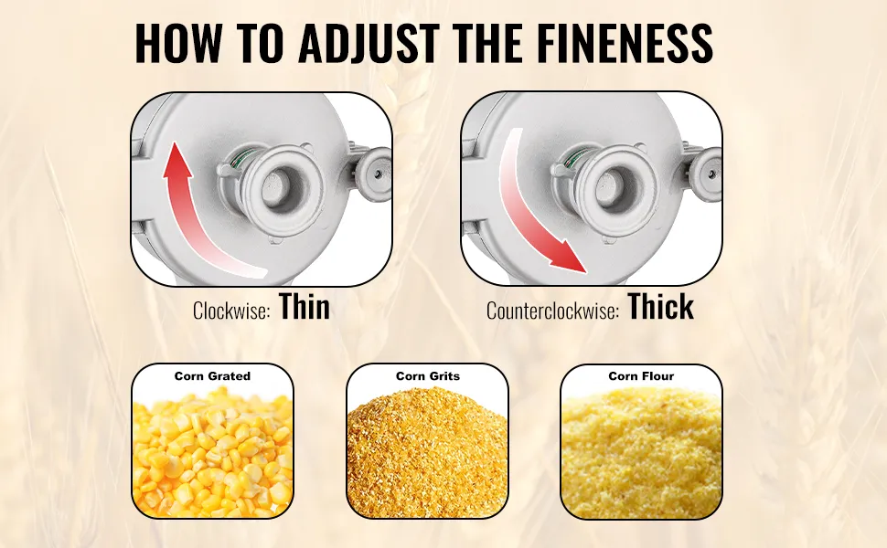 Comes with two types of milling discs. The cast iron milling disc for dry grinding; sand milling disc for wet grinding.