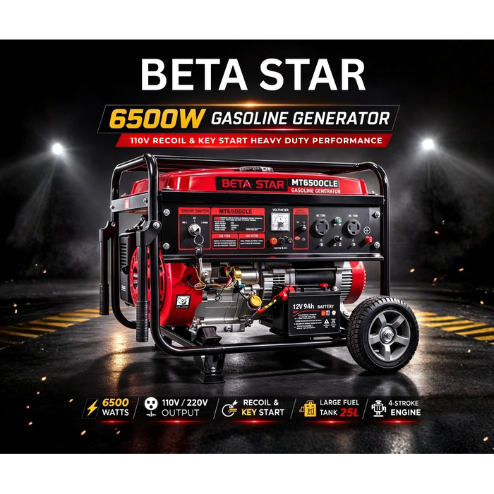 BETA STAR IND6060 6500 WATTS BETA STAR GENERATOR 6500A, 110V RECOIL AND KEY