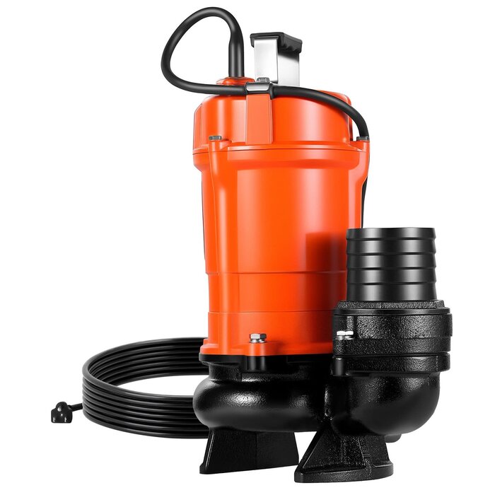 VEVOR HAR10056/ MODLE PW750 1 HP, 3" SUBMERSIBLE TRASH PUMP, 5000 GPH 110V 60HZ