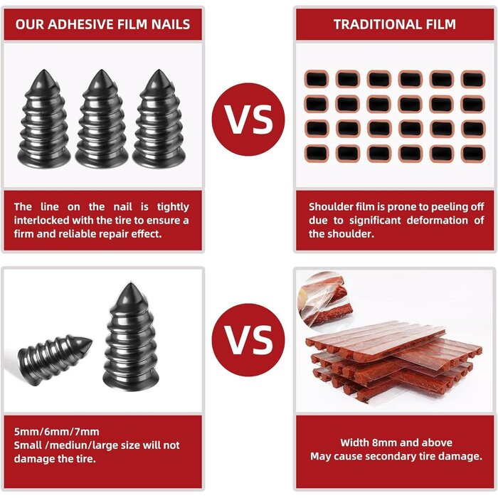 VEH24978 / TIRE REPAIR GLUE 100ML - HEAVY DUTY RUBBER CEMENT, 20 PCS 2-SIZE