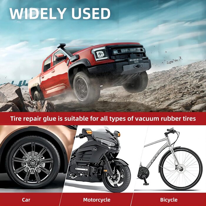 VEH24978 / TIRE REPAIR GLUE 100ML - HEAVY DUTY RUBBER CEMENT, 20 PCS 2-SIZE