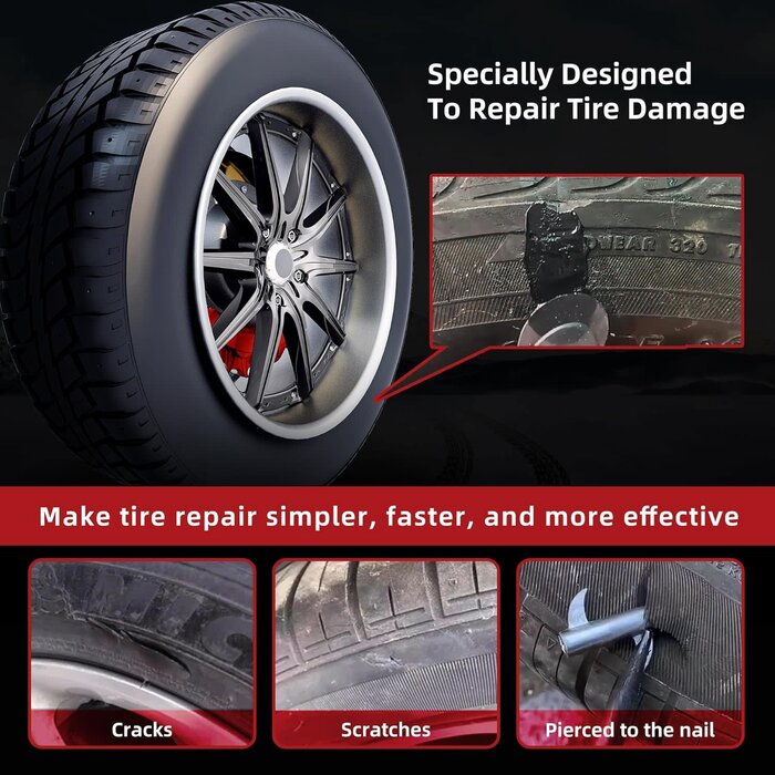 VEH24978 / TIRE REPAIR GLUE 100ML - HEAVY DUTY RUBBER CEMENT, 20 PCS 2-SIZE