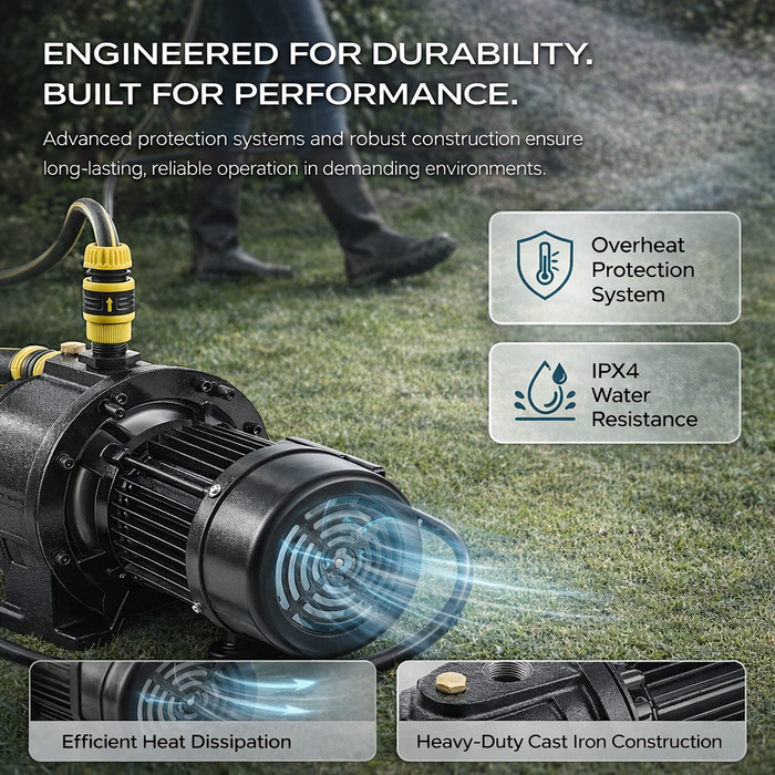 VEVOR 1HP PREMIUM CAST IRON SHALLOW WELL JET WATER PUMP (IND6070)