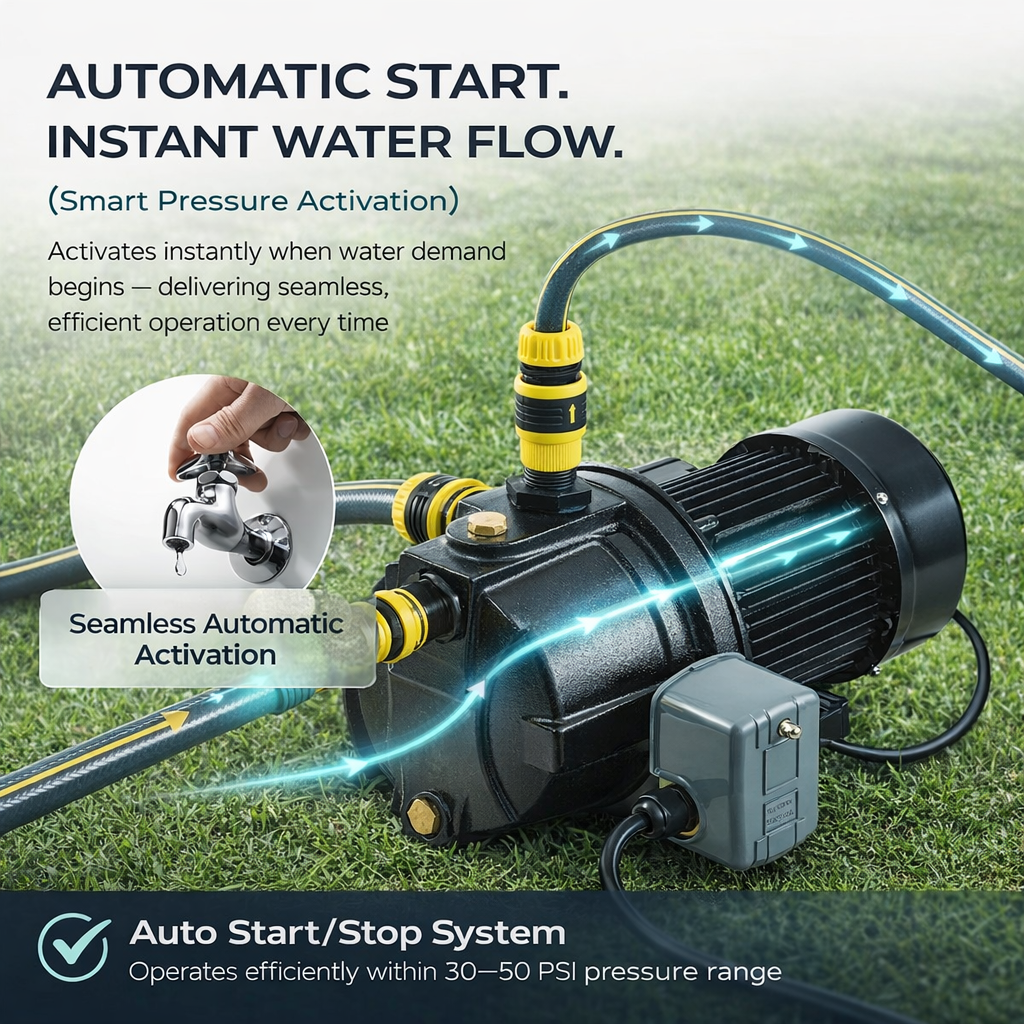 VEVOR 1HP PREMIUM CAST IRON SHALLOW WELL JET WATER PUMP (IND6070)