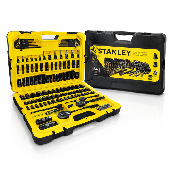 STANLEY HAR10101 / STANLEY  1/4 3/8 & 1/2 DR 164PC BLACK CHROME SOCKE, STMT74085