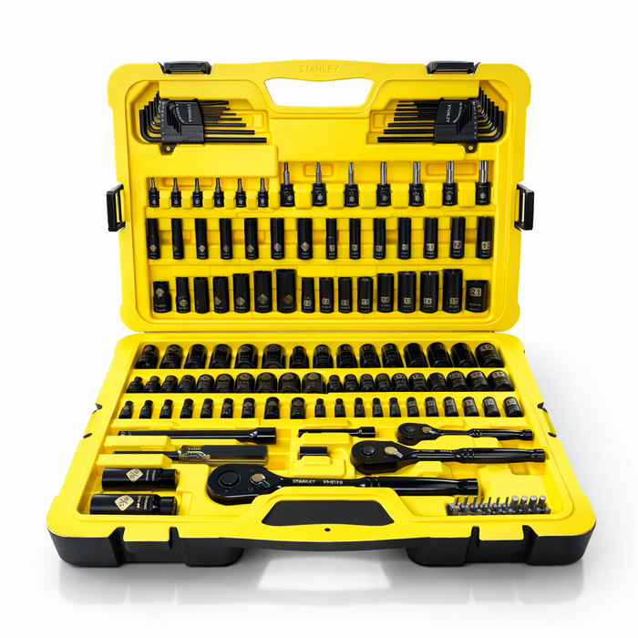 STANLEY HAR10101 / STANLEY  1/4 3/8 & 1/2 DR 164PC BLACK CHROME SOCKE, STMT74085