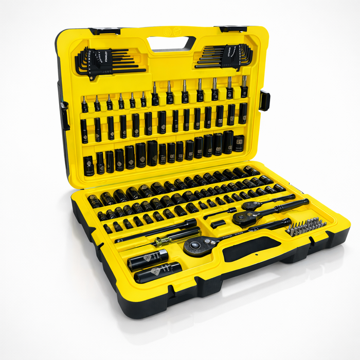 STANLEY HAR10101 / STANLEY  1/4 3/8 & 1/2 DR 164PC BLACK CHROME SOCKE, STMT74085