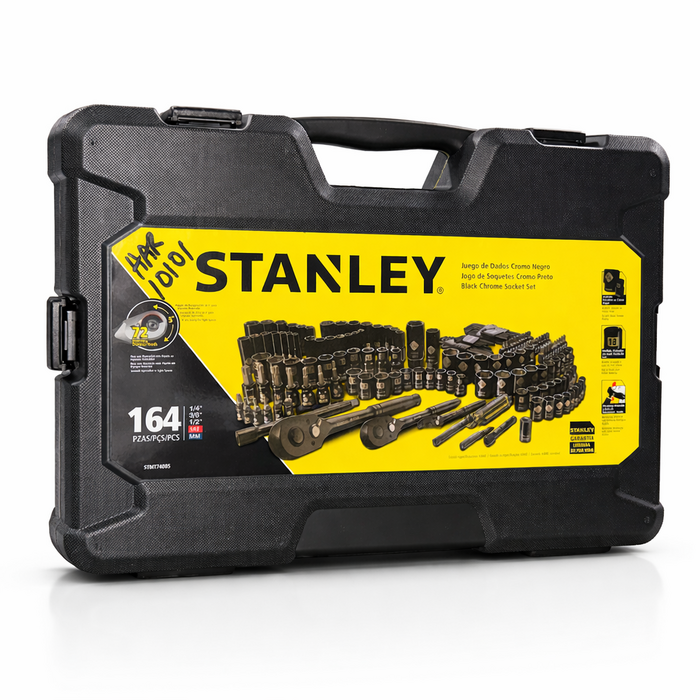 STANLEY HAR10101 / STANLEY  1/4 3/8 & 1/2 DR 164PC BLACK CHROME SOCKE, STMT74085