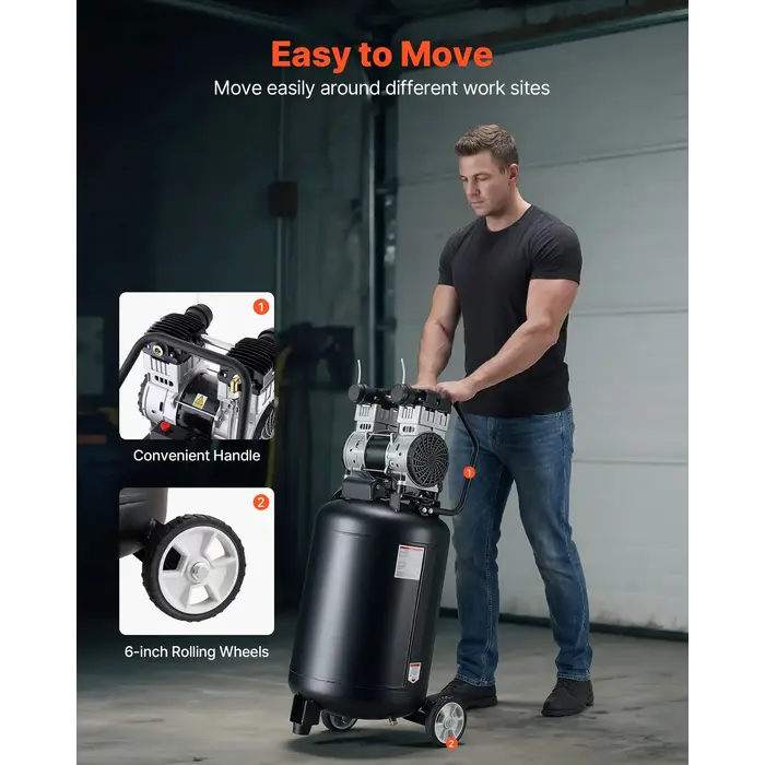 VEVOR IND6066 /  VEVOR  20-GALLON AIR COMPRESSOR, 2HP 4.5SCFM@90PSI 110V 60HZ 125PSI #155D-22BS/125-10A68L---D/S