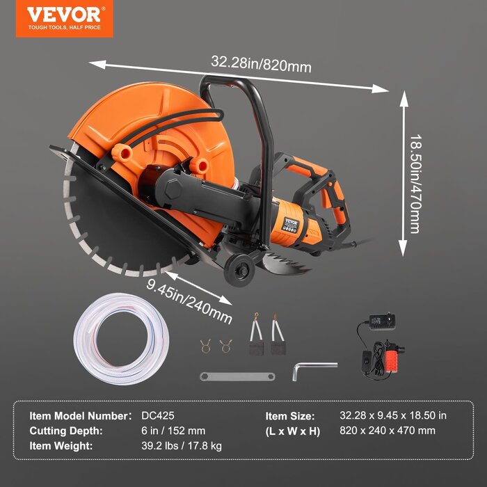 VEVOR IND6063 / VEVOR ELECTRIC CONCRETE SAW, 16" , 3200 W--D/S