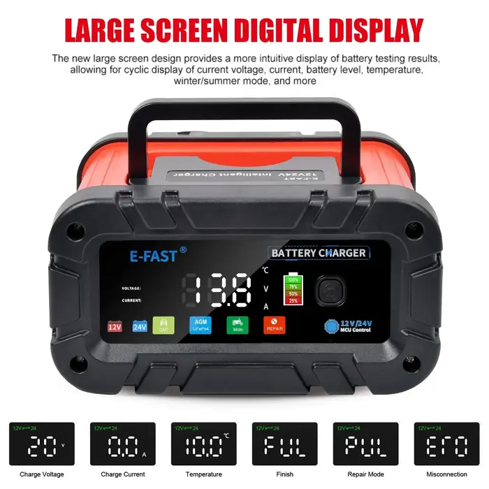 VEH24975 / E-FAST BATTERY CHARGER 0-20A 12/24V LIFEPO4