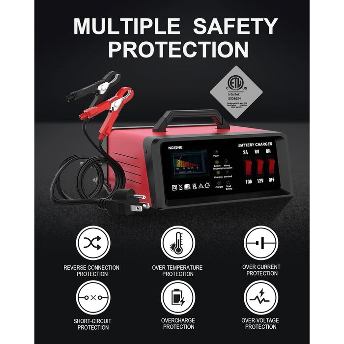 NO ONE VEH24977 / NOONE 2A/10A CAR BATTERY CHARGER, 6V/12V BATTERY CHARGER