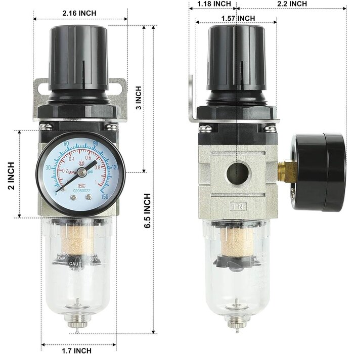 HROMEE HAR10098 / 1/4'' NPT AIR COMPRESSOR FILTER REGULATOR 150PSI # AW2000-02
