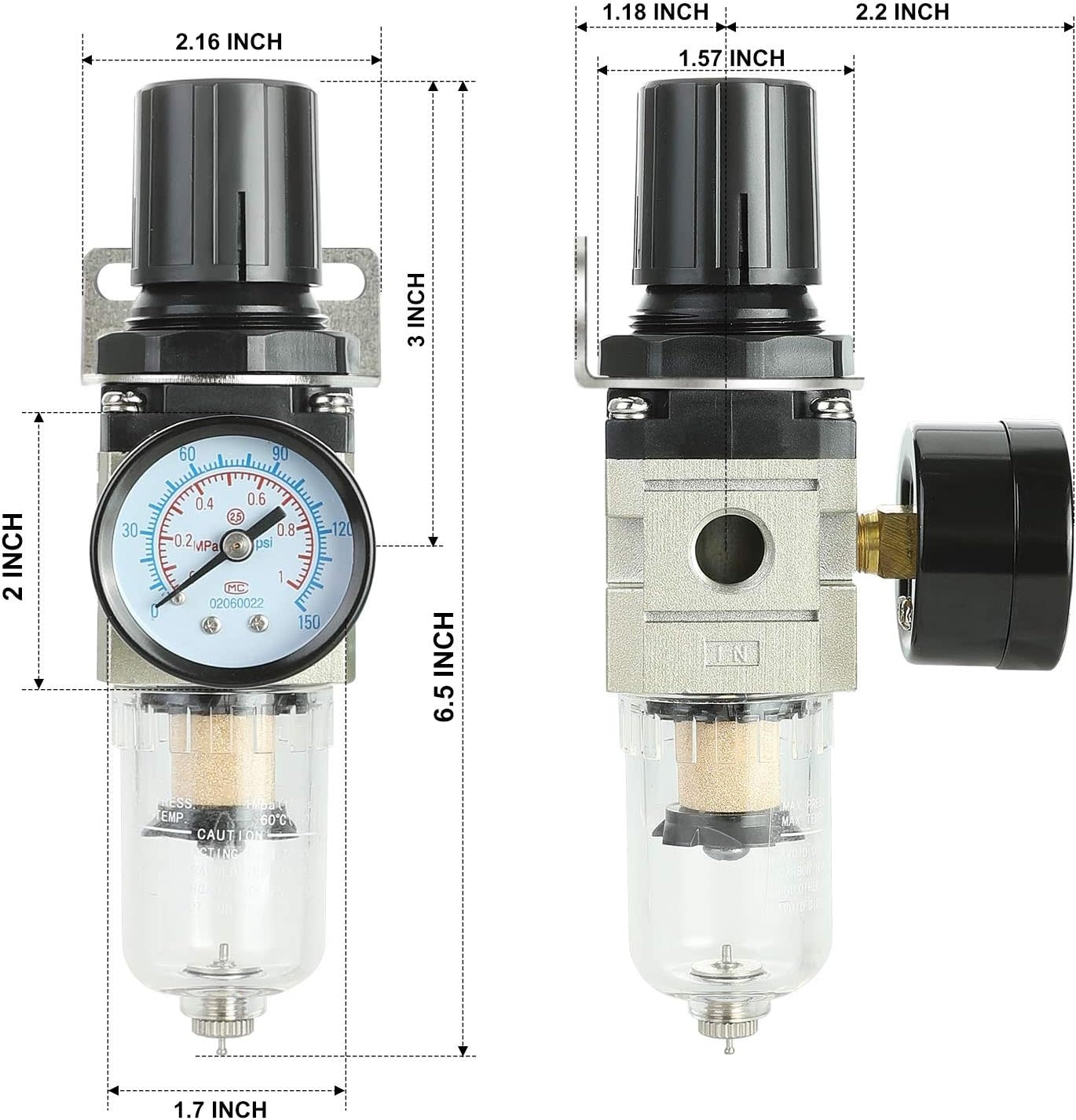 HROMEE 1/4'' NPT AIR COMPRESSOR FILTER REGULATOR (HAR10098 )