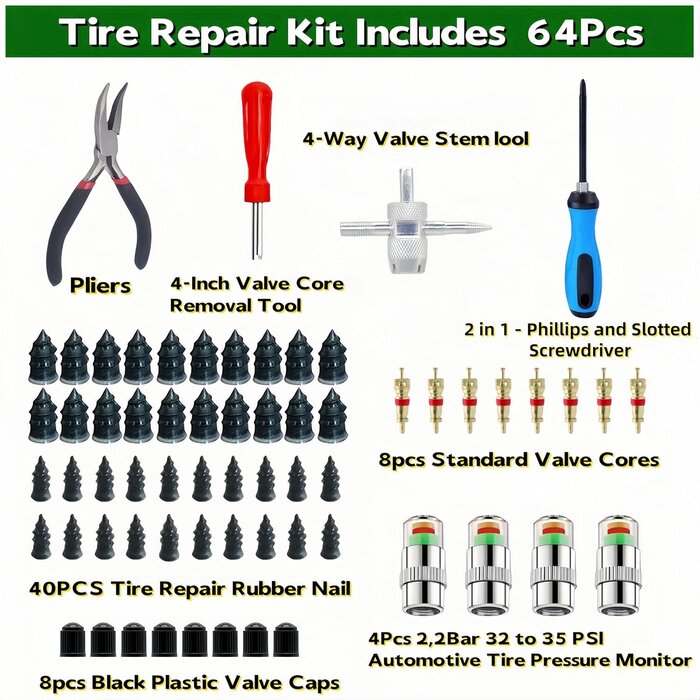 FILIOUCE VEH24976 / TIRE REPAIR RUBBER NAIL, VACUUM TIRE REPAIR KITS
