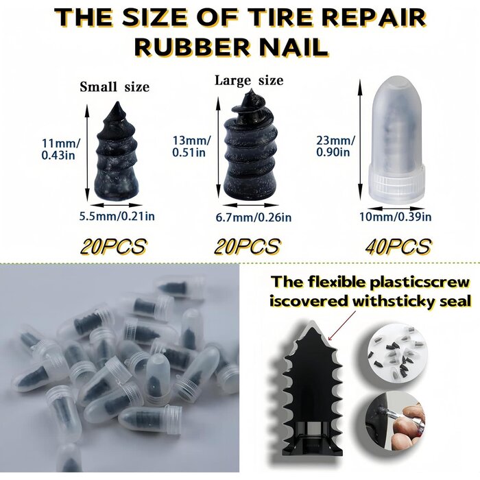 FILIOUCE VEH24976 / TIRE REPAIR RUBBER NAIL, VACUUM TIRE REPAIR KITS