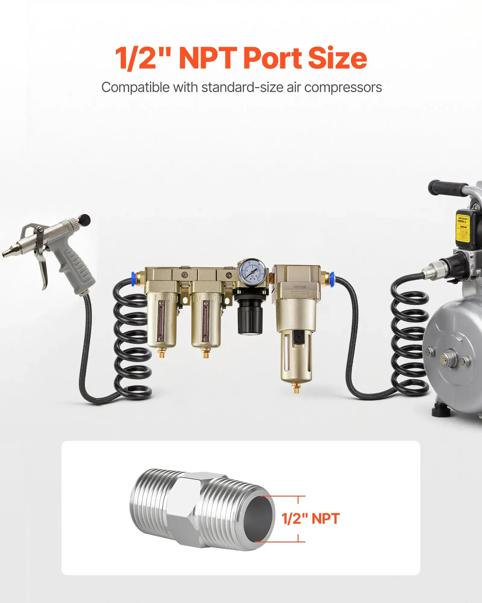 VEVOR HAR10103 / VEVOR  AIR COMPRESSOR FILTER REGULATOR COMBO, 1/2" NPT 3