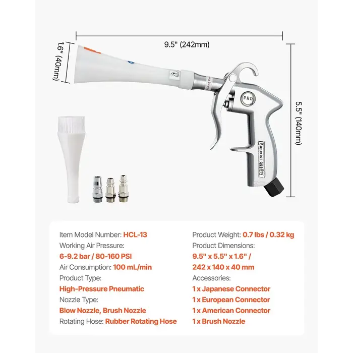 VEVOR IND6064 /  VEVOR  CAR CLEANING GUN, 6-9.2 BAR HIGH-PRESSURE AIR BLOW GUN