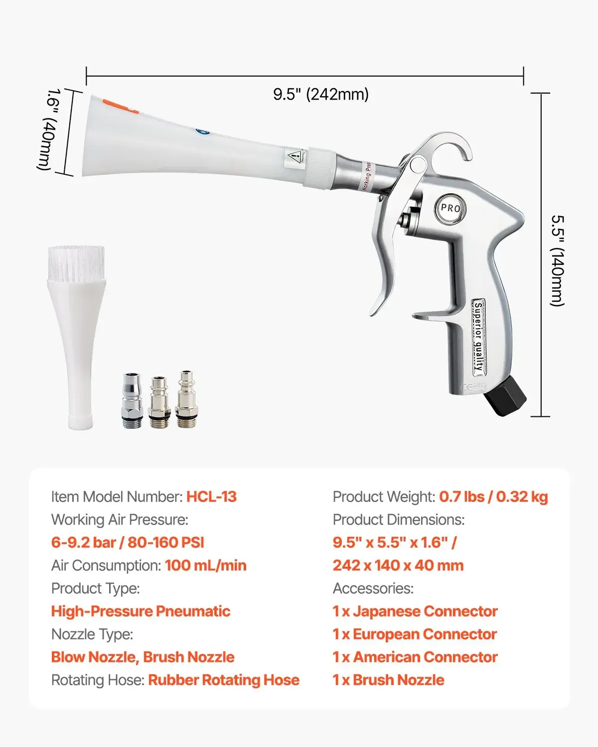 VEVOR High-Pressure Car Cleaning Air Gun (6–9.2 Bar) (IND6064)