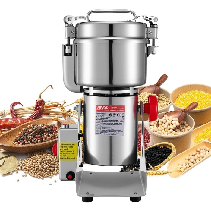 VEVOR IND6078 /  VEVOR ELECTRIC GRAIN MILL GRINDER, 1.8 LBS COMMERCIAL SPICE GRINDERS, HS 2100W