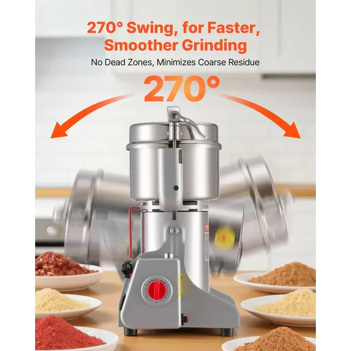 VEVOR IND6078 /  VEVOR ELECTRIC GRAIN MILL GRINDER, 1.8 LBS COMMERCIAL SPICE GRINDERS, HS 2100W