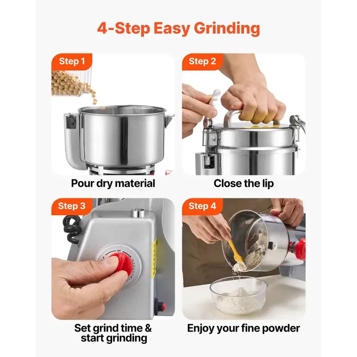 VEVOR IND6078 /  VEVOR ELECTRIC GRAIN MILL GRINDER, 1.8 LBS COMMERCIAL SPICE GRINDERS, HS 2100W