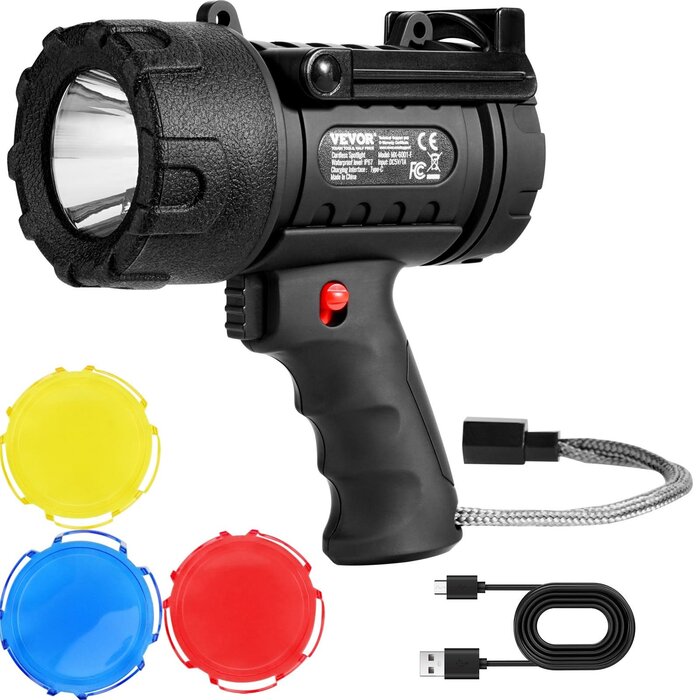 VEVOR VEH25002 / VEVOR RECHARGEABLE SPOTLIGHT FLASHLIGHT, 200,000 LUMENS, IP67
