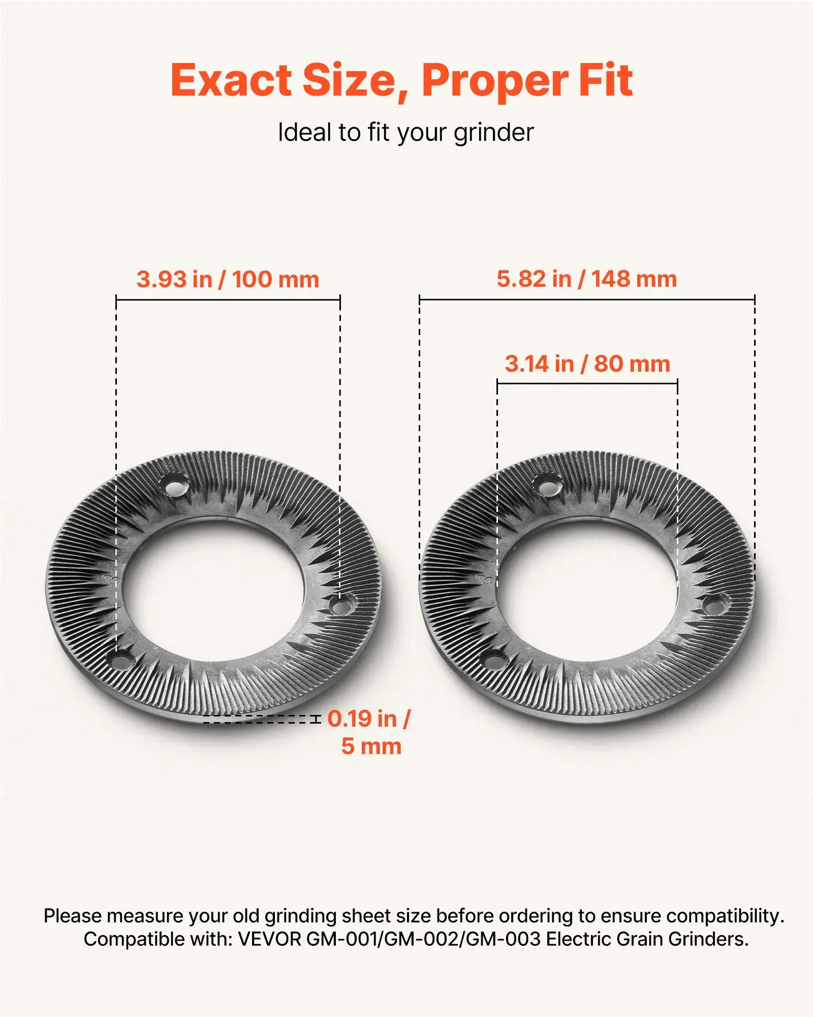 VEVOR HAR10141 / VEVOR 2PCS GRINDING PLATE FOR ELECTRIC GRAIN GRINDER MILL