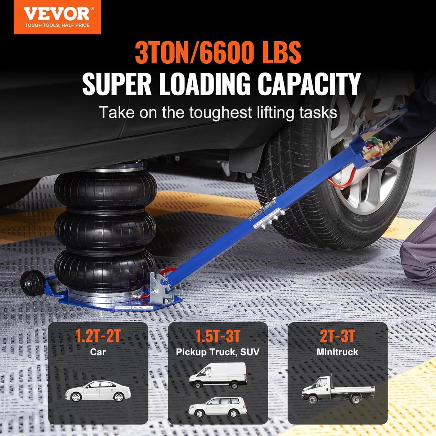 VEVOR AIR JACK, 3 TON/6600 LBS TRIPLE BAG AIR JACK (VEH25087)