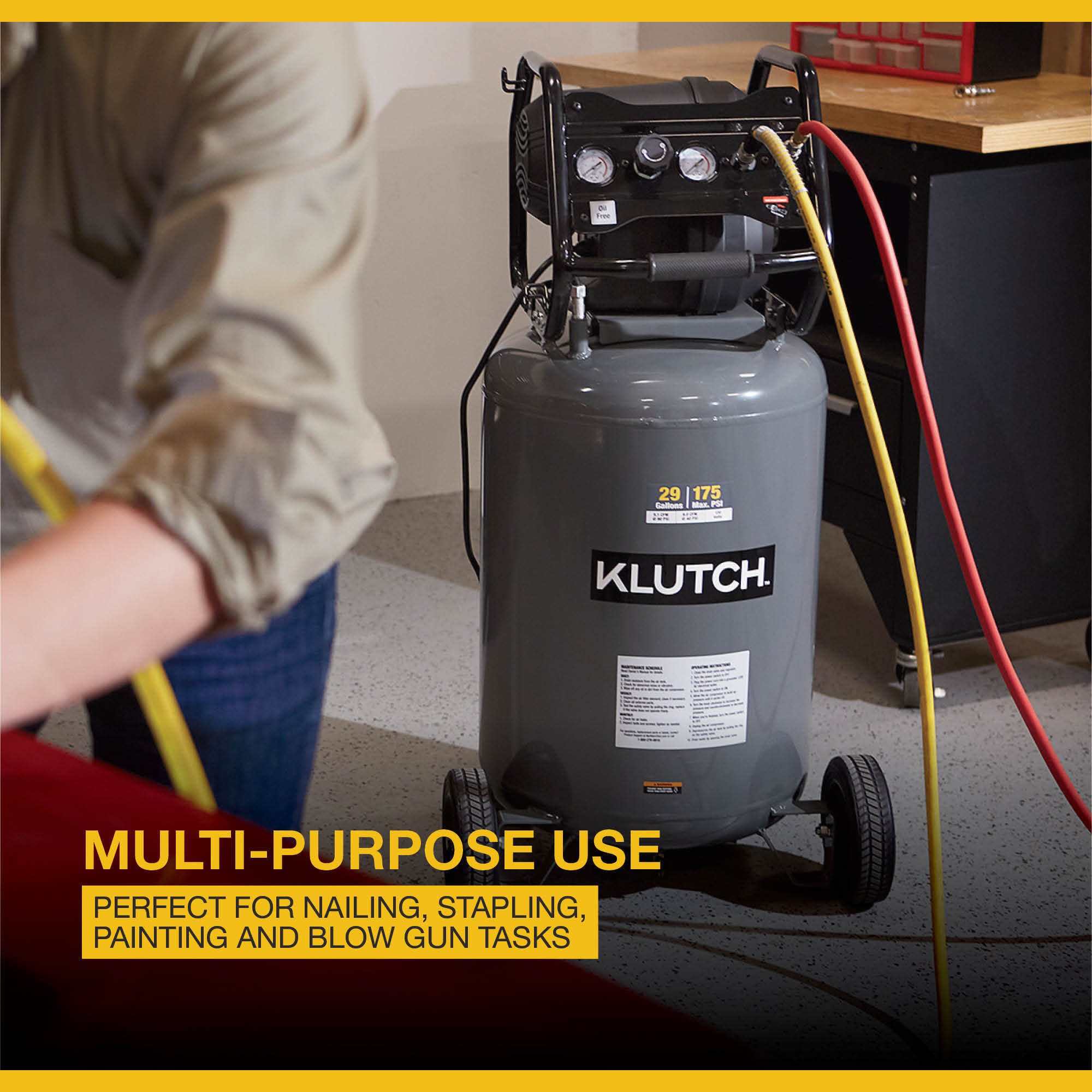 KLUTCH KLUTCH 29-GALLON AIR COMPRESSOR, 2.5 HP, 120VOLTS 60HZ (IND6134) # 5820673